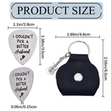 201 Stainless Steel Guitar Picks, with PU Leather Guitar Clip, Plectrum Guitar Accessories, Word Husband, Black, 67mm