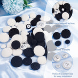 64Pcs 8 Style Lint and Aluminum Buttons, for Clothes, Round, Mixed Color, 15~31x7.5~11mm, Hole: 1~2.5x1.5~3mm, 8pcs/style