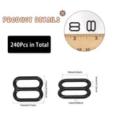 240Pcs Iron Slider Buckles, Adjustable Buckle Fasteners, For Webbing, Strapping Bags, Garment Accessorie, Black, 11x13x1mm