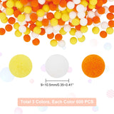 1800Pcs 3 Colors DIY Doll Craft, Polyester Pom Pom Ball, Round, Mixed Color, 9~10.5mm, 600pcs/color