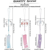 3Pcs 3 Styles Glass Wind Chime, with Polyester Cord & Paper, Mixed Color, 400mm, 1pc/styles