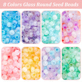 8 Bags 8 Colors Glass Round Seed Beads, Imitation Cat Eye, Mixed Color, 4x3mm, Hole: 1.4mm, about 158Pcs/bag, 1 bag/color