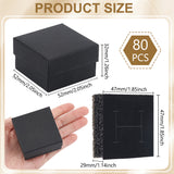 Square Paper Ring Storage Boxes, Wedding Favor Gift Boxes, Favour Box, Black, 5.2x5.2x3.2cm