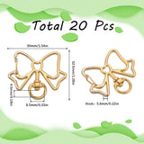 20Pcs Alloy Swivel Lobster Clasps, Swivel Snap Hook, Bowknot, Golden, 32.5x39x5.6mm