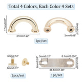 Zinc 16 Sets 4 Colors  Alloy Bag Suspension Clasps, Metal Arch Bridge Hardware, with Screws & Spacer, Semi-Circle, Mixed Color, 1.7x3.1x0.8cm, 4 sets/color