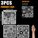 3Pcs 3 Styles PET Hollow Out Drawing Painting Stencils, for DIY Scrapbook, Photo Album, Clock, 300x300mm, 1pc/style