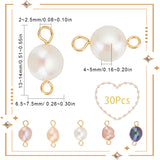 30Pcs Potato Natural Cultured Freshwater Pearl Connector Charms, with Golden Tone 304 Stainless Steel Double Loops, Mixed Dyed and Undyed, Mixed Color, 15~17x7~8.5x5.5~7mm, Hole: 2mm