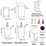 Cup Big Pendant Keychain DIY Making Kit, Including Cup Transparent Plastic Big Pendants, Faux Suede Tassel Pendant Decorations, Acrylic Pearl Beads, Iron Split Key Rings & Jump Rings, Mixed Color, Cups: 16Pcs/set