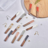 DIY Dangle Earring Making Kits, with Resin & Wood Pendants, Brass Earring Hooks & Jump Rings, Rectangle, Mixed Color