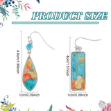 2 Pairs 2 style Teardrop & Rectangle Lampwork Dangle Earrings, Platinum Brass Jewelry for Women, Colorful, 14~48mm, Pin: 0.7mm, 1 Pair/style