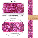 Plastic Paillette Elastic Beads, Sequins Beads, Ornament Accessories, 3 Rows Paillette Roll, Flat, Deep Pink, 20x1.2mm, 13m/card