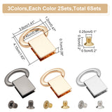 6 Sets 3 Colors Alloy Suspension Clasps, for Purse Making, with Screws, Mixed Color, 4.15x3.6x0.7cm, Hole: 24.5x12mm, 2 sets/color
