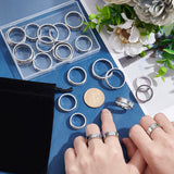 24Pcs 8 Size 201 Stainless Steel Grooved Finger Ring Settings, Ring Core Blank, for Inlay Ring Jewelry Making, Stainless Steel Color, US Size 5 1/4(15.9mm)~US Size 14(23mm), 3Pcs/size