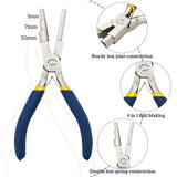 Iron Wire Looping Pliers, Concave and Round Nose, with Non-Slip Comfort Grip Handle, for Loops and Jump Rings, Blue, 165x70.5x13mm, head: 5mm/7mm/10mm