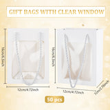 Paper Candy Gift Bags, with Visible Window, Shopping Handle Pouche, Rectangle, White, 12x7x16cm