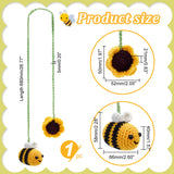 Bee with Hat Fabric Crochet Car Mirror Hanging Accessories, Hanging Cute Car Ornament, Yellow, 680x5mm