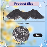 Polyester Computerized Embroidery Collar, Detachable Lace Neckline Trim, Garment Accessories, Black, 300x770x2mm