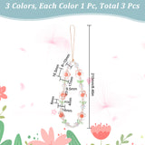 3Pcs 3 Colors Flower Plastic Beaded Mobile Phone Lanyard Wrist Strap, Cute Phone Charm Anti-Lost Strap for Women Girls, Mixed Color, 21.5cm, 1pc/color