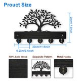Wood & Iron Wall Mounted Hook Hangers, Decorative Organizer Rack, with 2Pcs Screws, 5 Hooks for Bag Clothes Key Scarf Hanging Holder, Tree of Life, 200x300x7mm.