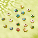 96Pcs 16 Styles Multi-Petal Alloy Enamel Bead Caps, Cadmium Free & Lead Free, Golden, Flower, Mixed Color, 7.5~8x7~7.5x2~2.5mm, Hole: 1~1.4mm, 6pcs/style