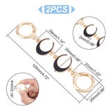 2Pcs Alloy Enamel Crescent Moon Link Purse Strap Extenders, with Alloy Spring Gate Ring, for Underarm Bag Replacement Accessories, Black, 12.5cm