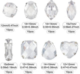 80Pcs 8 Style Acrylic Sew on Rhinestone, Acrylic Mirror, Two Holes, Garments Accessories, Faceted, Rectangle & Rhombus & Oval & Teardrop & Heart & Flat Round & Horse Eye, Crystal, 12~15x5~12mm, 10pcs/style