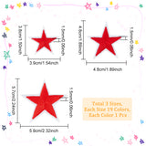 3 Sets 3 Style  Computerized Embroidery Iron on/Sew on Patches, Costume Accessories, Appliques, Star, Mixed Color, 38~57x39~59x1.5mm, 19pcs/set, 1 set/style