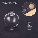 DIY Pendant Making, with Glass Globe Bottle Charms Pendants, Rack Plating Brass Bails and Round Handmade Blown Glass Globe Beads, for Stud Earring Making or Crafts, Platinum, 8mm