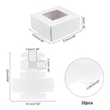 Kraft Paper Cardboard Jewelry Boxes, with PVC Window, Square, White, Box: 6.5x6.5x3cm