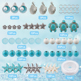 DIY Gemstone Summer Beach Bracelet Making Kit, Including Glass & Synthetic Magnesite Beads, Starfish & Round Synthetic Turquoise Beads, Alloy Shell Pendants & Flower Beads, Mixed Color, 191pcs/box