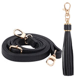 PU Leather Straps, with Imitation Leather Long Tassel Keychain, for Bag Straps Replacement Accessories, Black, 152mm, 136cm, 2pcs/set