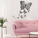 Rectangle PVC Wall Decorative Stickers, Waterproof Decals for Home Living Room Bedroom Wall Decoration, Black, Butterfly, 460x920mm