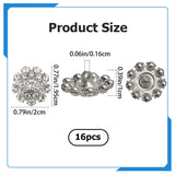 16Pcs 1-Hole Alloy Shank Buttons, with Rhinestone, Flower, Platinum, Crystal, 19.5x20x10mm, Hole: 1.6mm