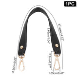 Litchi Texture PU Leather Wide Bag Handles, with Alloy Swivel Clasps, for Bag Replacement Accessories, Black, 37.4cm