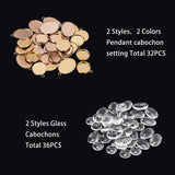 DIY Pendant Making, with Vacuum Plating 304 Stainless Steel Pendant Cabochon Settings and Transparent Glass Cabochons, Oval and Flat Round, Mixed Color, 68pcs/box