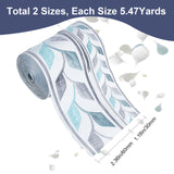 10M 2 Styles Embroidery Polyester Ribbon, Leaf Pattern, for Gift Bouquet Wrapping, Sky Blue, 1-1/8~2-3/8 inch(30~60mm), 5m/style