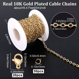 DIY Chain Bracelet Necklace Making Kit, Including Brass Cable Chains, 304 Stainless Steel Clasps & Jump Rings, Golden, Chain: 5m/bag