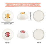 4Pcs 2 Colors Resin Craft Eyes, Hollow Eyeballs, for Doll Making, Half Round, Mixed Color, 32x18mm, 2pcs/color