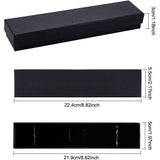 Kraft Paper Cardboard Jewelry Boxes, Necklace Box, Rectangle, Black, 22.5x5x3cm