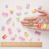 Resin Cabochons, for Children's Day, Candy with Shell Chip/Imitation Candy Food/Lollipop/Donut, Mixed Color, 11~36x13~23x12~6mm, 80pcs/set