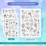 4 Sheets 11.6x8.2 Inch Stick and Stitch Embroidery Patterns, Non-woven Fabrics Water Soluble Embroidery Stabilizers, Vegetables, 297x210mmm