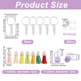 DIY Milk Tea Keychain Making Kit, Including Iron Split Key Rings, Faux Suede Tassel & Plastic & Resin Pendants, Mixed Color, 42Pcs/set