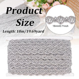 Filigree Corrugated Lace Ribbon, Wave Shape, for Clothing Accessories, Silver, 3/4 inch(18mm), about 19.69 Yards(18m)/Card