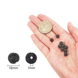 Natural Lava Rock Beads Strands, Dyed, Round, Black, 12mm, Hole: 1mm, about 60pcs/box