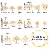 10Pcs 5 Style Brass Micro Pave Cubic Zirconia Pendants, Evil Eyes, Mixed Shapes, Golden, 2pcs/style