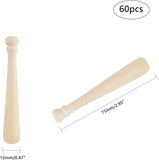 Unfinished Mini Natural Wooden Half Drilled Beads, Baseball Bat, for DIY Keychain Decoration Accessories, BurlyWood, 75x12mm, Hole: 1mm, 60pcs