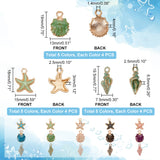 60Pcs 15 Style Alloy Enamel Pendants, Starfish & Shell & Spiral Shell Shape, Light Gold, Mixed Color, 18~19.5x7.5~15x3~6.5mm, Hole: 1.4~2.5mm, 4pcs/style