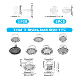 DIY Finger Ring Making Kits, with Transparent Glass Cabochons and Vintage Adjustable Iron Finger Ring Components, Alloy Cabochon Bezel Setting, Antique Silver, Size: 7, Inner Diameter: 17mm, 9pcs/set