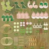 DIY Dinosaur Earring Making Kit, Including Alloy Enamel & Brass Pendants, Brass Linking Rings, Glass Beads, Brass Earring Hooks, Mixed Color, 146Pcs/box