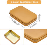 9Pcs 3 Color Tinplate Box, Bead Storage Containers, Storage Box, Rectangle, Mixed Color, 9.2x6.3x1.7cm, 3 color, 3pcs/color, 9pcs